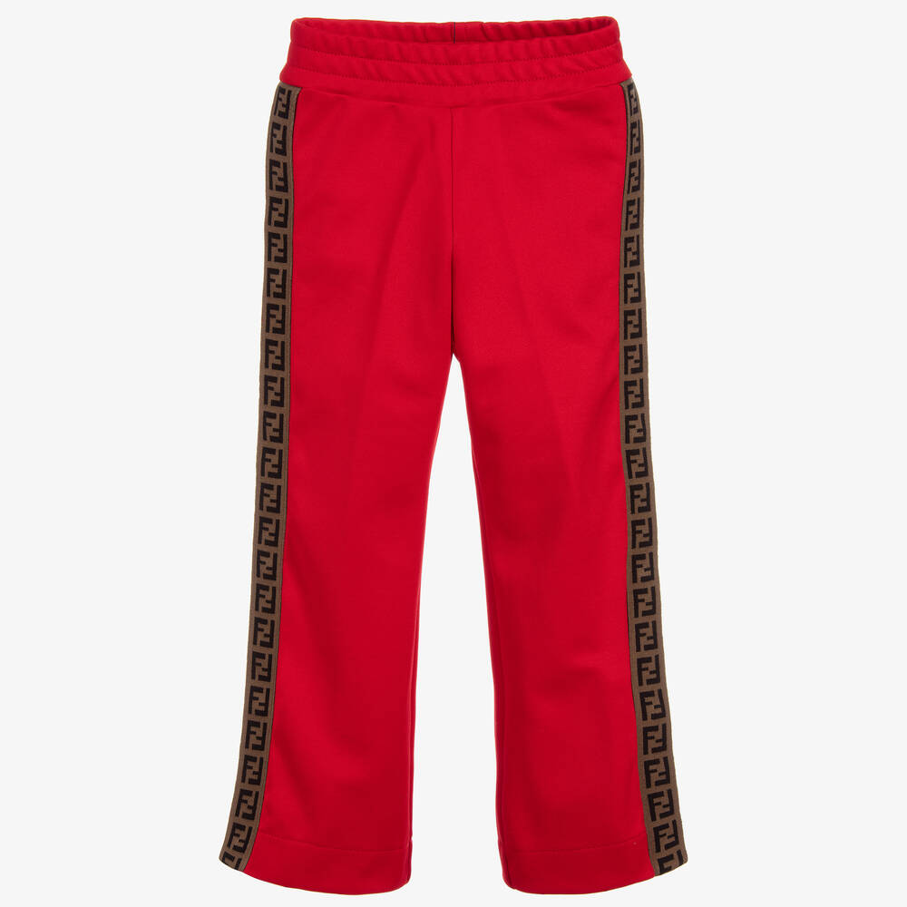 Fendi - Red 'FF' Logo Popper Trousers | Childrensalon