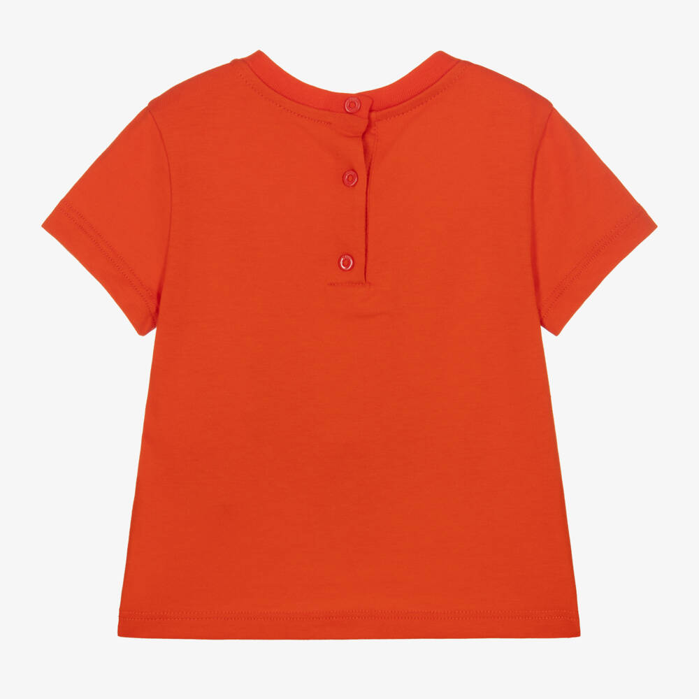 Fendi-Red FF Teddy Bear Cotton Baby T-Shirt | Childrensalon Outlet