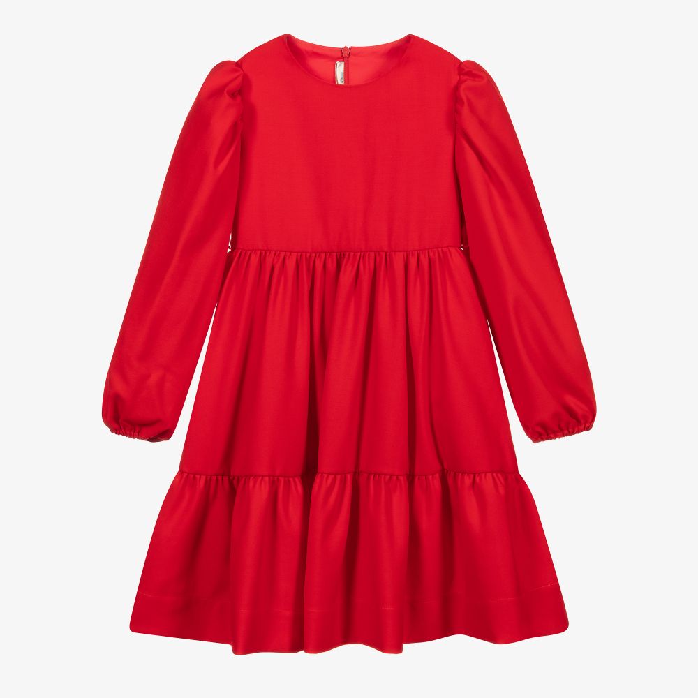 Fendi-Red Wool FF Logo Dress  | Childrensalon Outlet