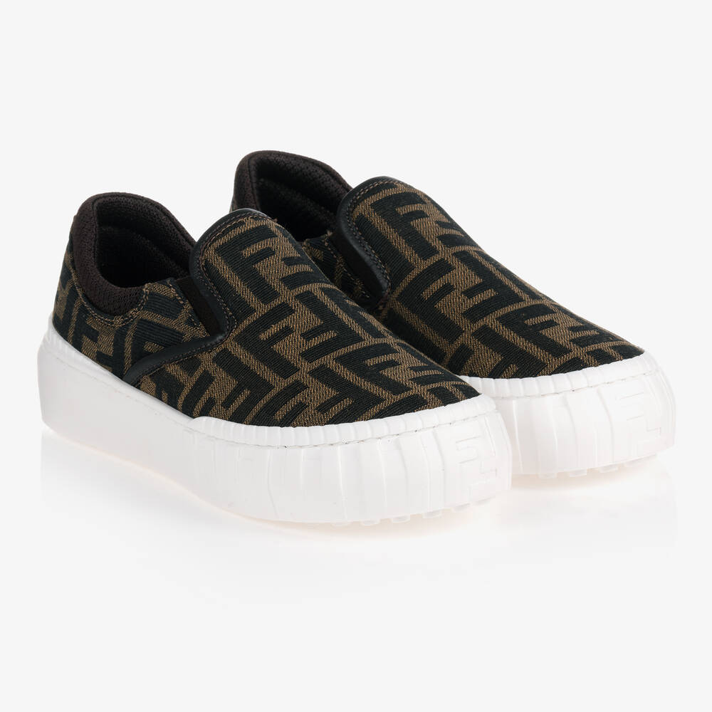 Fendi - Teen FF Sneakers in Beige und Schwarz | Childrensalon