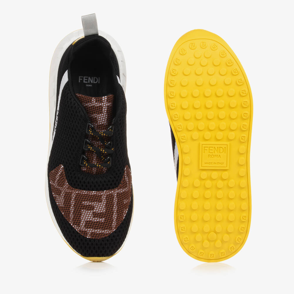 Fendi-Teen Black & Brown FF Logo Trainers | Childrensalon Outlet