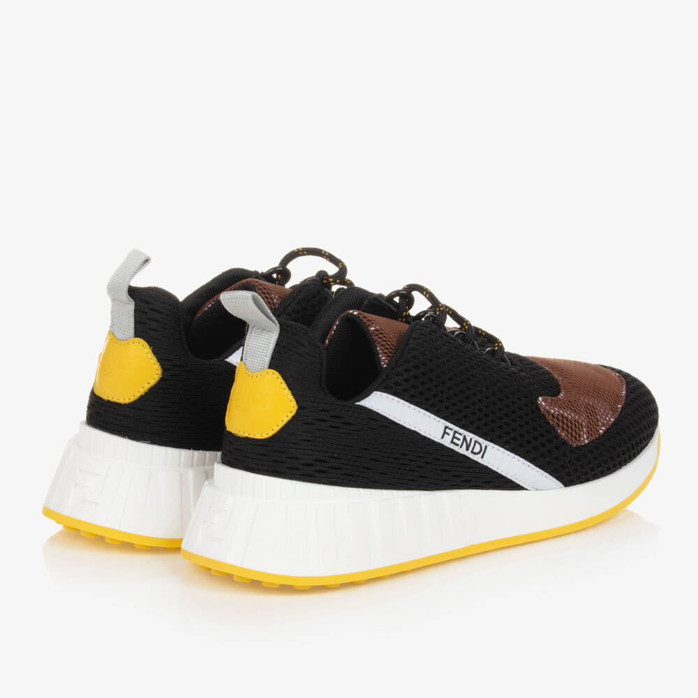 Fendi-Teen Black & Brown FF Logo Trainers | Childrensalon Outlet