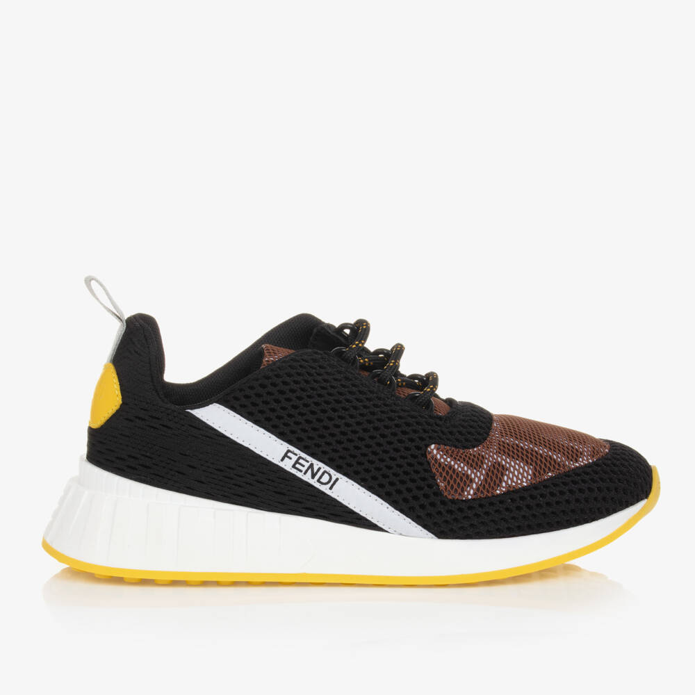 Fendi-Teen Black & Brown FF Logo Trainers | Childrensalon Outlet