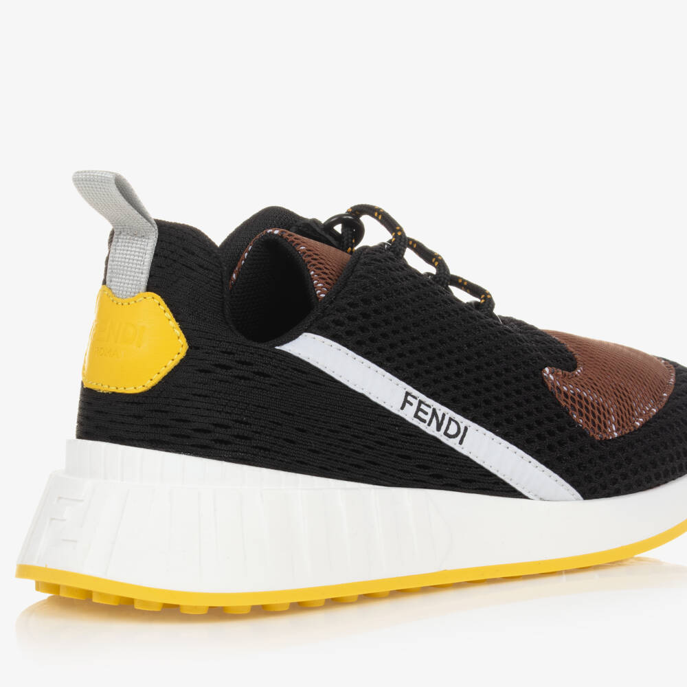 Fendi-Teen Black & Brown FF Logo Trainers | Childrensalon Outlet