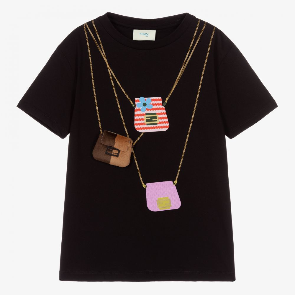 Fendi - Schwarzes Teen Baumwoll-T-Shirt | Childrensalon