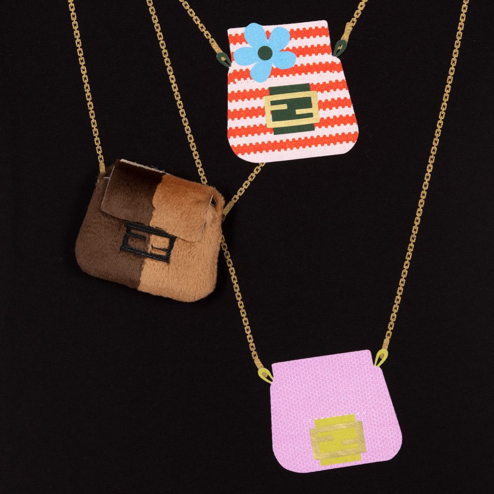 Fendi-Черная хлопковая футболка для подростков | Childrensalon Outlet