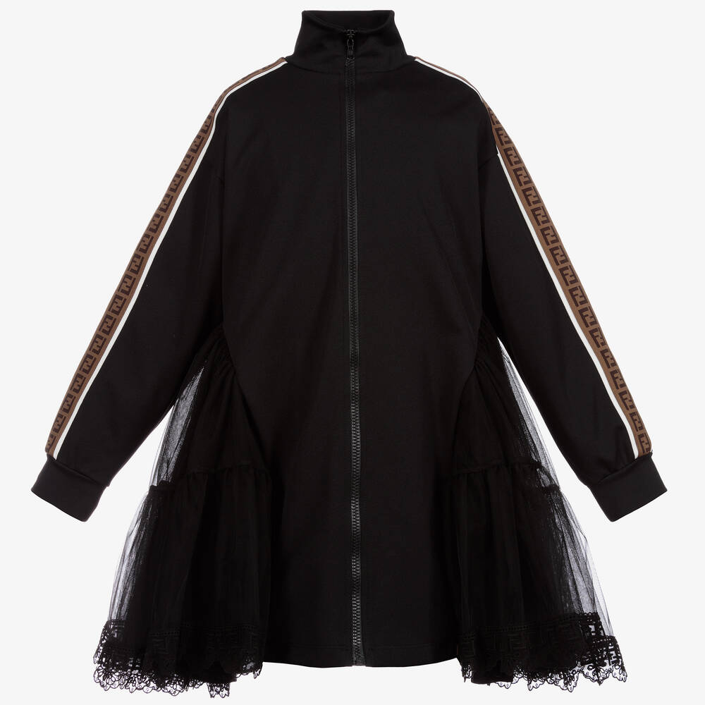 Fendi Teen Black FF Logo Dress Childrensalon Outlet