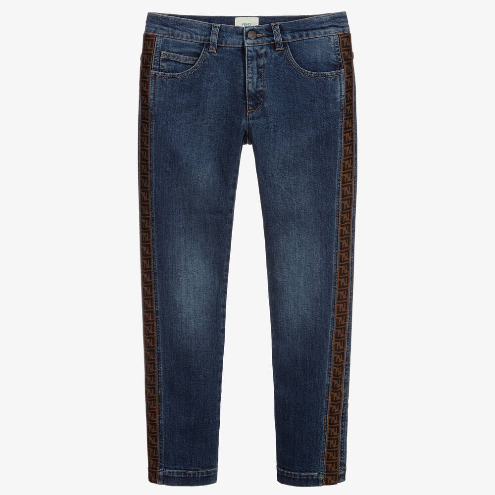 Fendi - Синие джинсы с принтом FF для подростков  | Childrensalon
