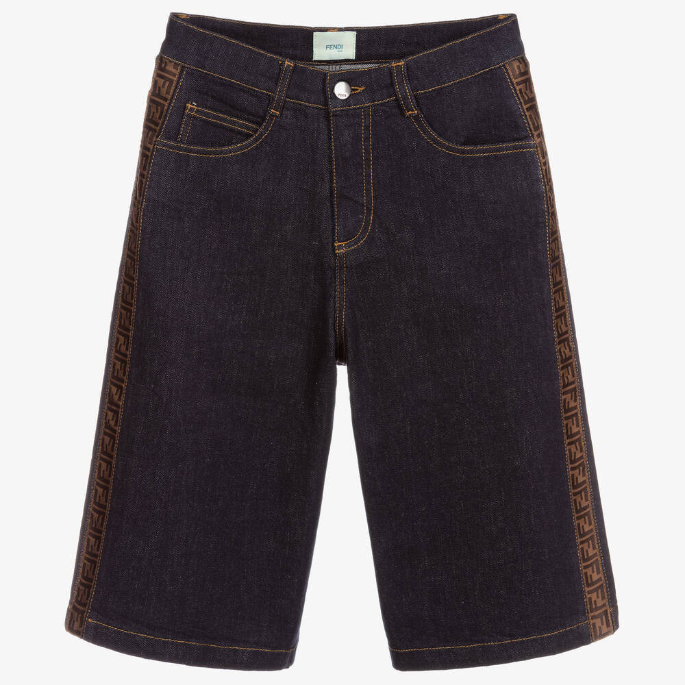 Fendi - Синие джинсовые шорты с принтом FF для подростков | Childrensalon