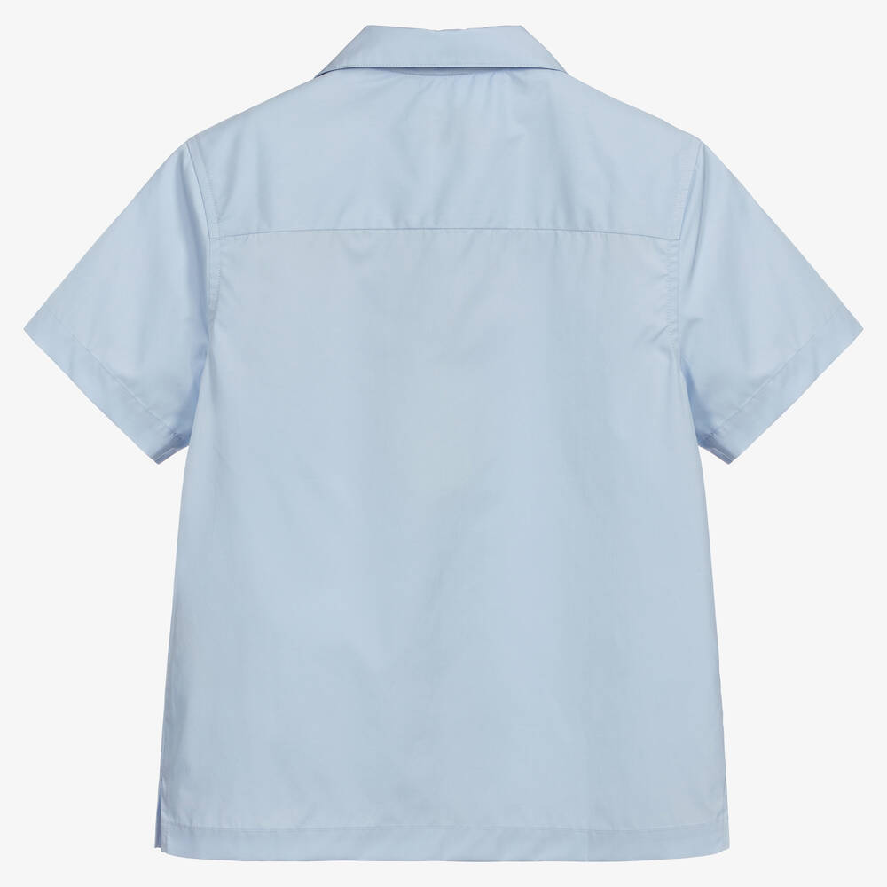 Fendi-Teen Blue Logo Cotton Shirt | Childrensalon Outlet