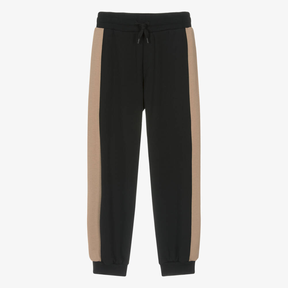 Fendi-Teen Boys Black & Beige Cotton Joggers | Childrensalon Outlet