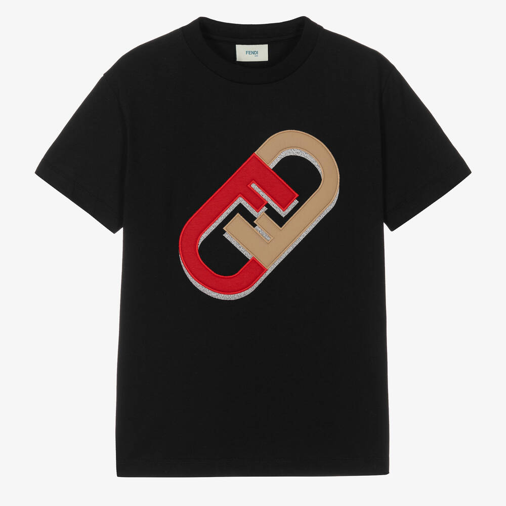 Fendi - T-shirt noir coton ado garçon  | Childrensalon