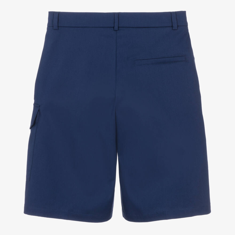 Fendi-Teen Boys Blue Cotton Gabardine Shorts | Childrensalon Outlet