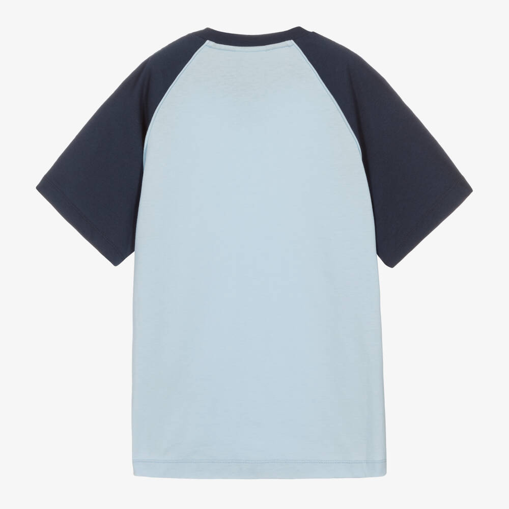 Fendi-Teen Boys Blue Cotton Logo T-Shirt | Childrensalon Outlet