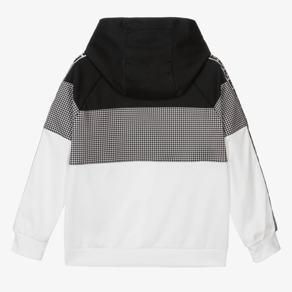 Fendi Teen Boys Cotton Houndstooth Logo Hoodie
