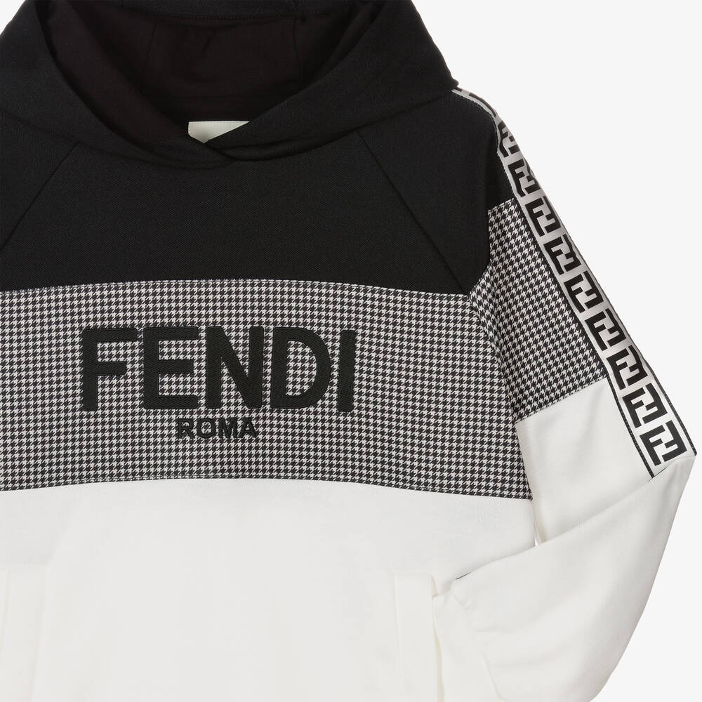 Fendi-Teen Boys Cotton Houndstooth Logo Hoodie | Childrensalon Outlet
