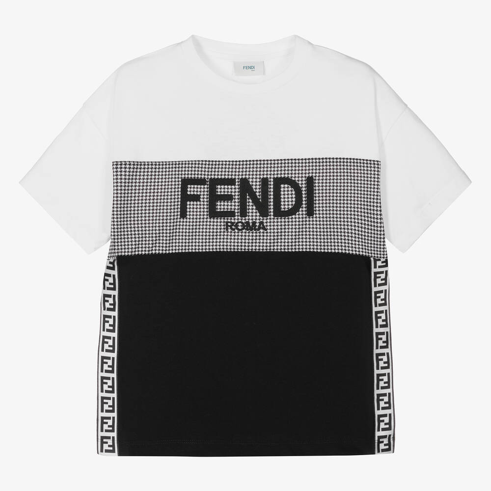 Fendi - T-shirt pied-de-poule en coton ado | Childrensalon