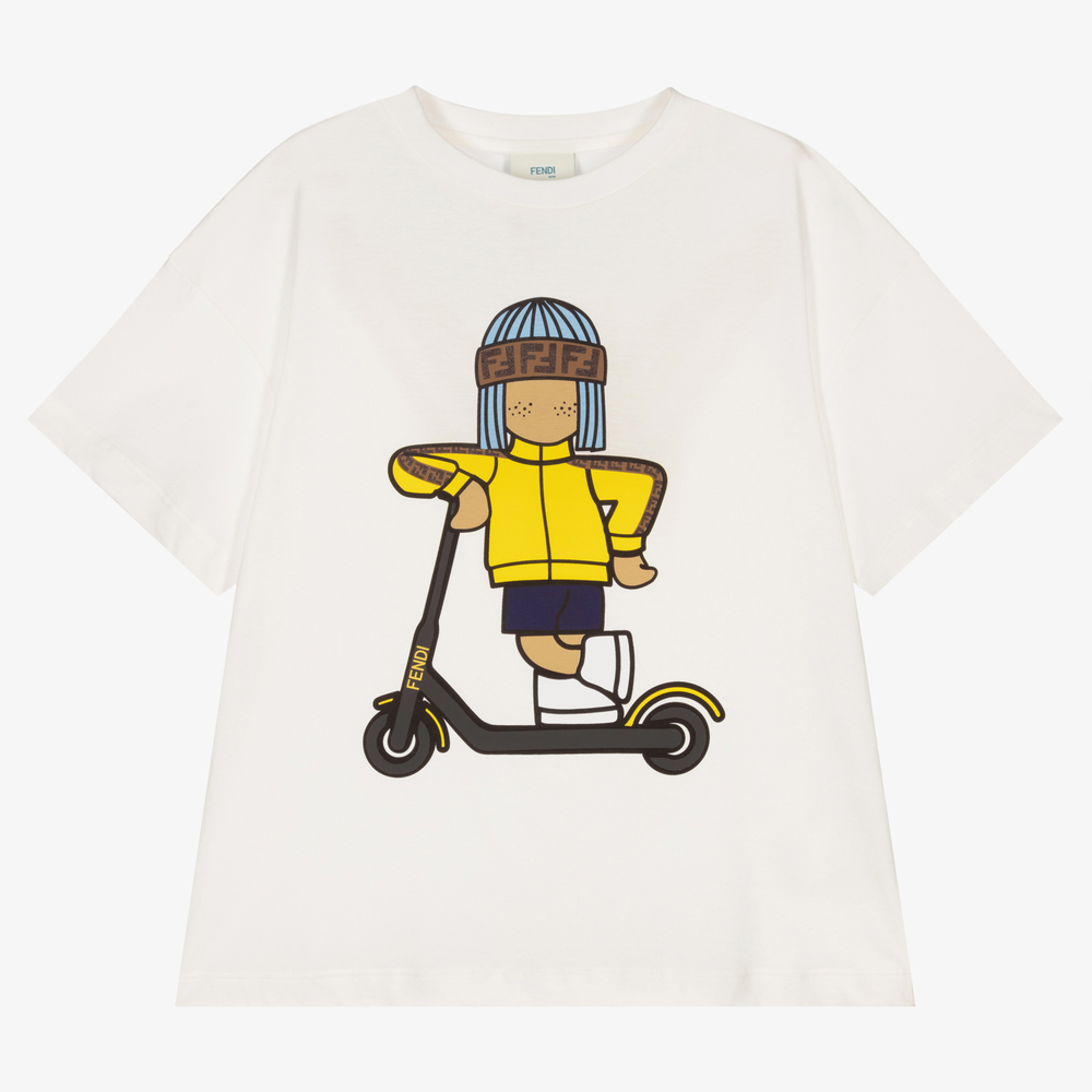 Fendi - T-shirt blanc coton Ado garçon | Childrensalon