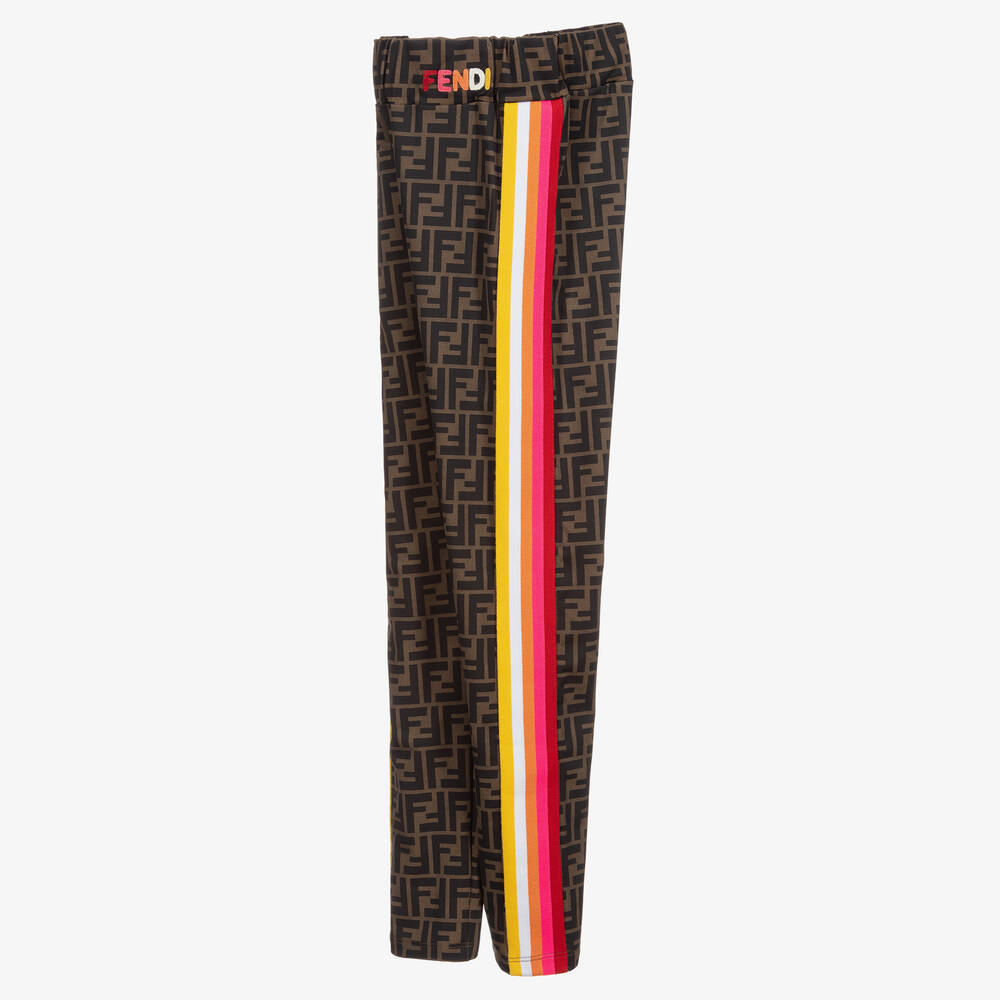 Fendi Teen Brown FF Logo Leggings Childrensalon Outlet