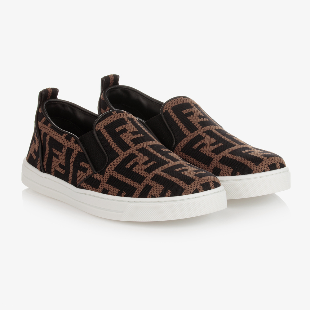 Fendi - Braune Teen FF-Schlupfschuhe | Childrensalon