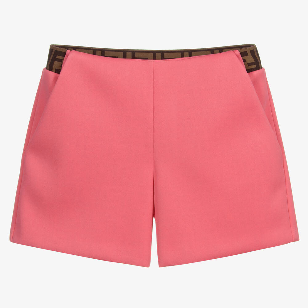 Fendi - Teen Dark Pink FF Logo Shorts | Childrensalon