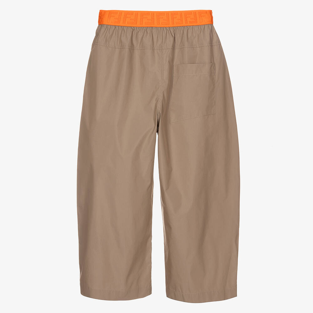 Fendi-بنطلون تينز بناتي مزيج قطن لون بيج | Childrensalon Outlet