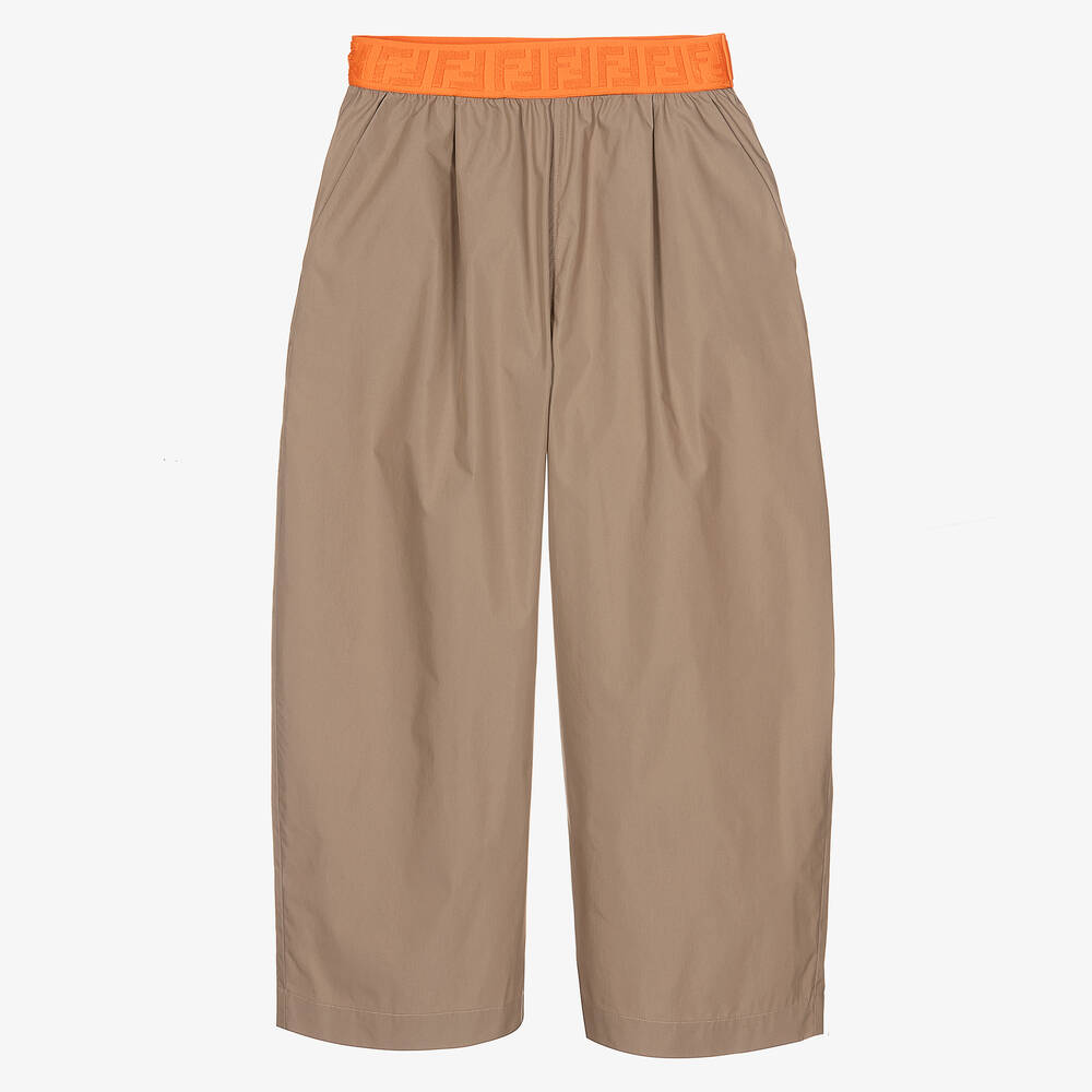 Fendi - Teen Girls Beige Wide Trousers | Childrensalon