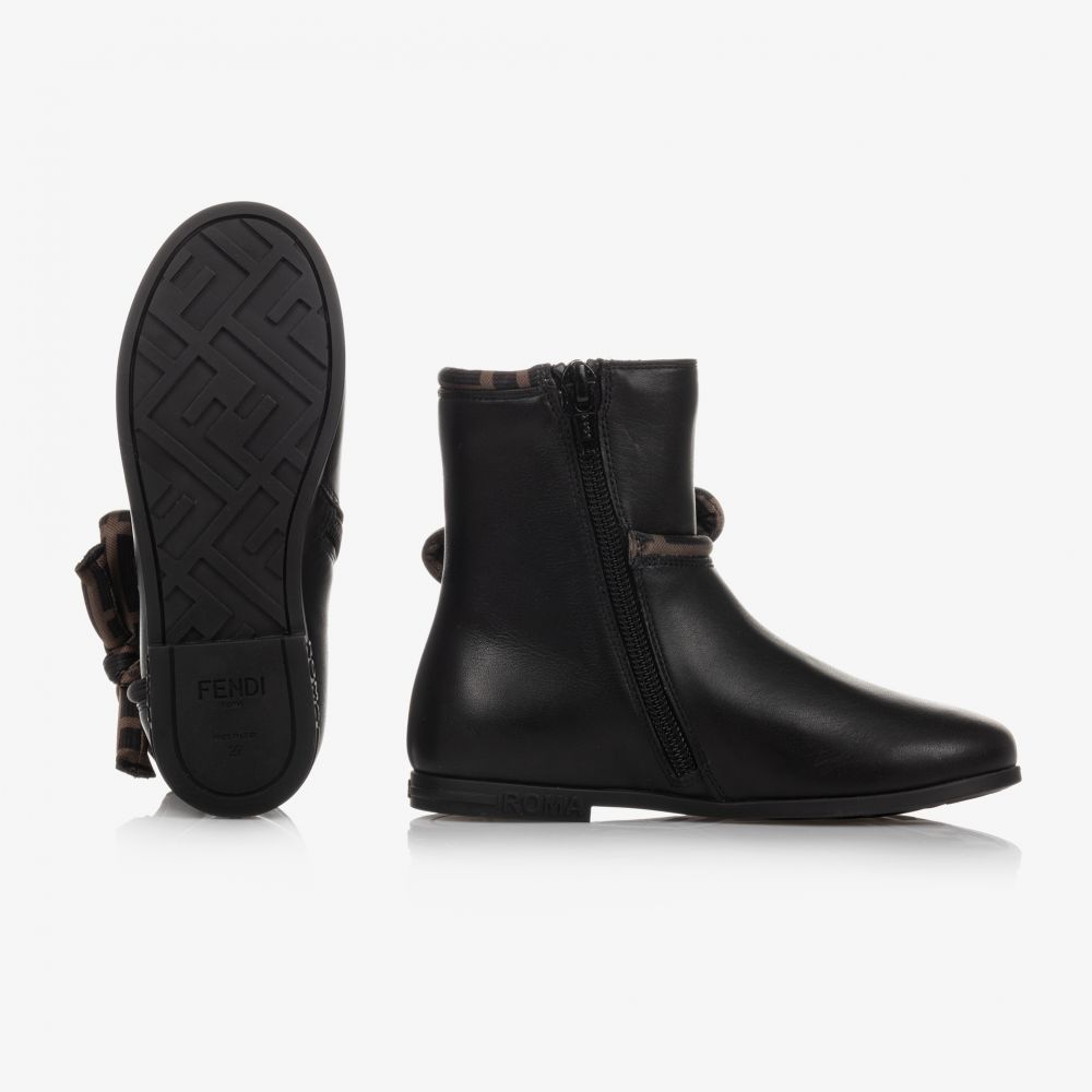 Fendi-Teen Girls Black FF Logo Boots | Childrensalon Outlet