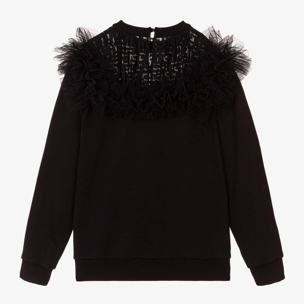 Fendi-Teen Girls Black Ruffle Sweatshirt | Childrensalon Outlet