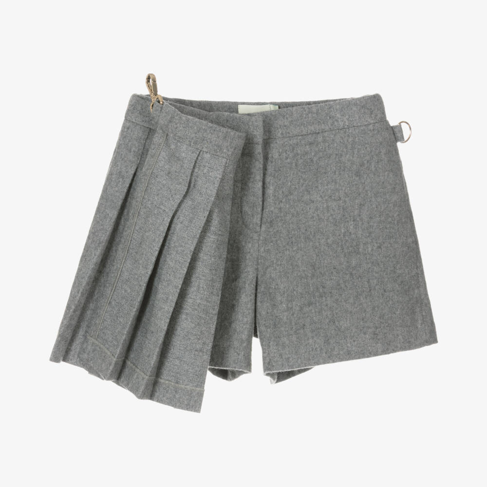 Fendi-Teen Girls Grey Wool Flannel Skort | Childrensalon Outlet