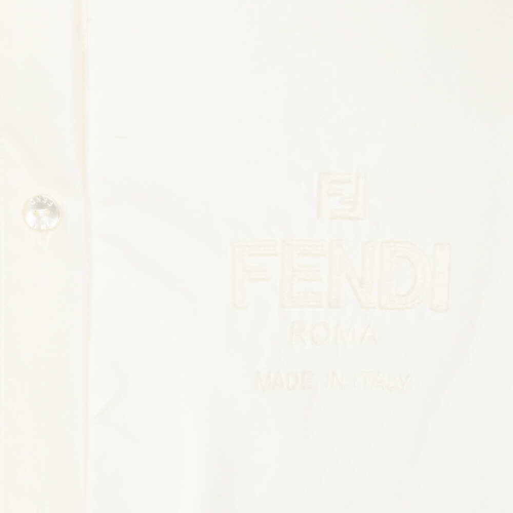 فندي-قميص تينز بناتي قصير قطن بوبلين لون عاجي | Childrensalon Outlet