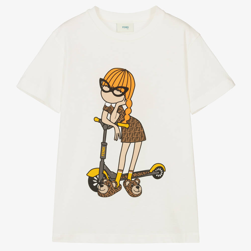 Fendi - T-shirt ivoire FF ado | Childrensalon