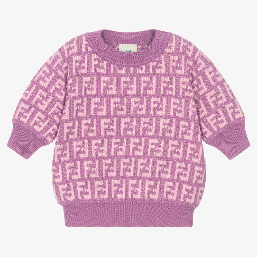 Fendi-بلوفر قطن محبوك لون بنفسجي للمراهقات | Childrensalon Outlet
