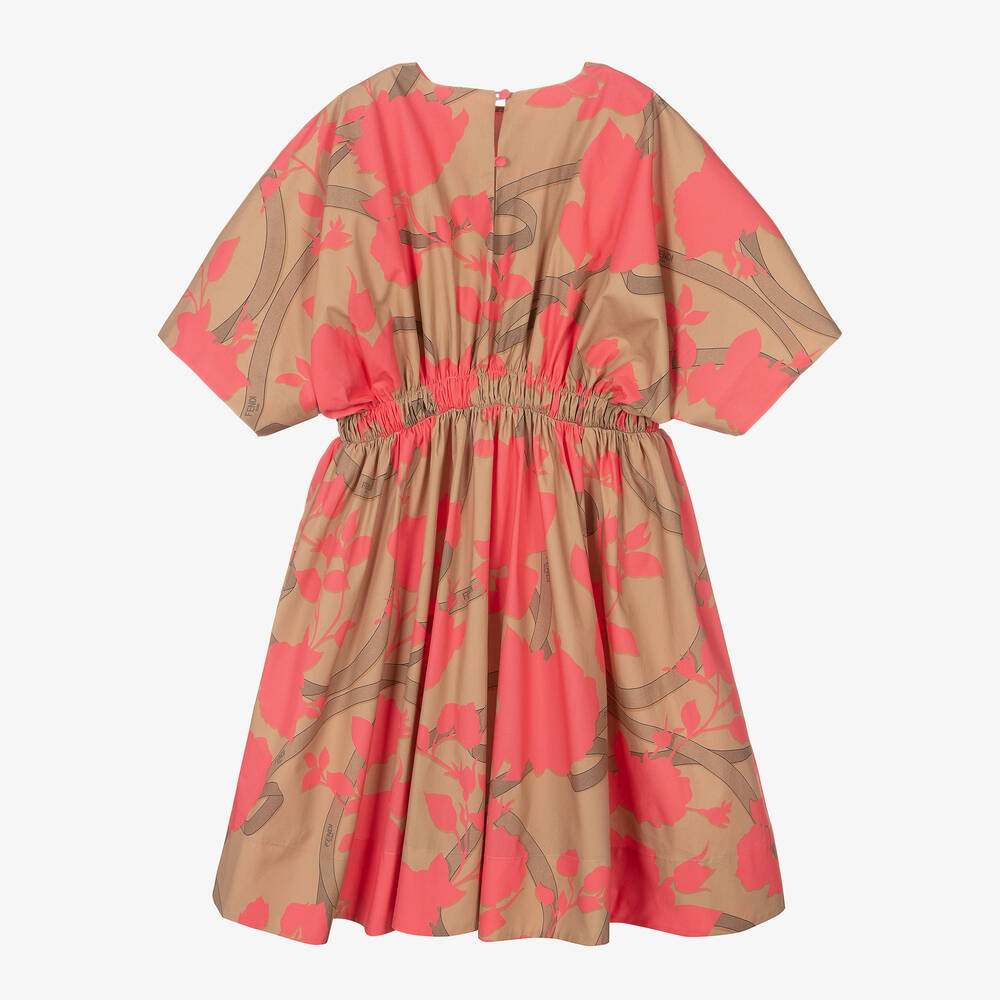 Fendi Robe rose et beige en coton ado Childrensalon Outlet