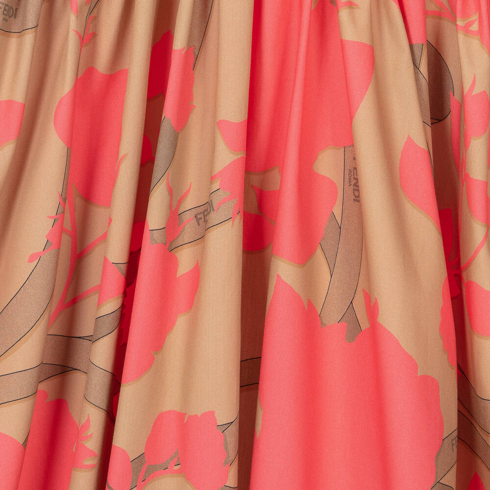 Fendi-Teen Girls Pink & Beige Cotton Logo Dress | Childrensalon Outlet