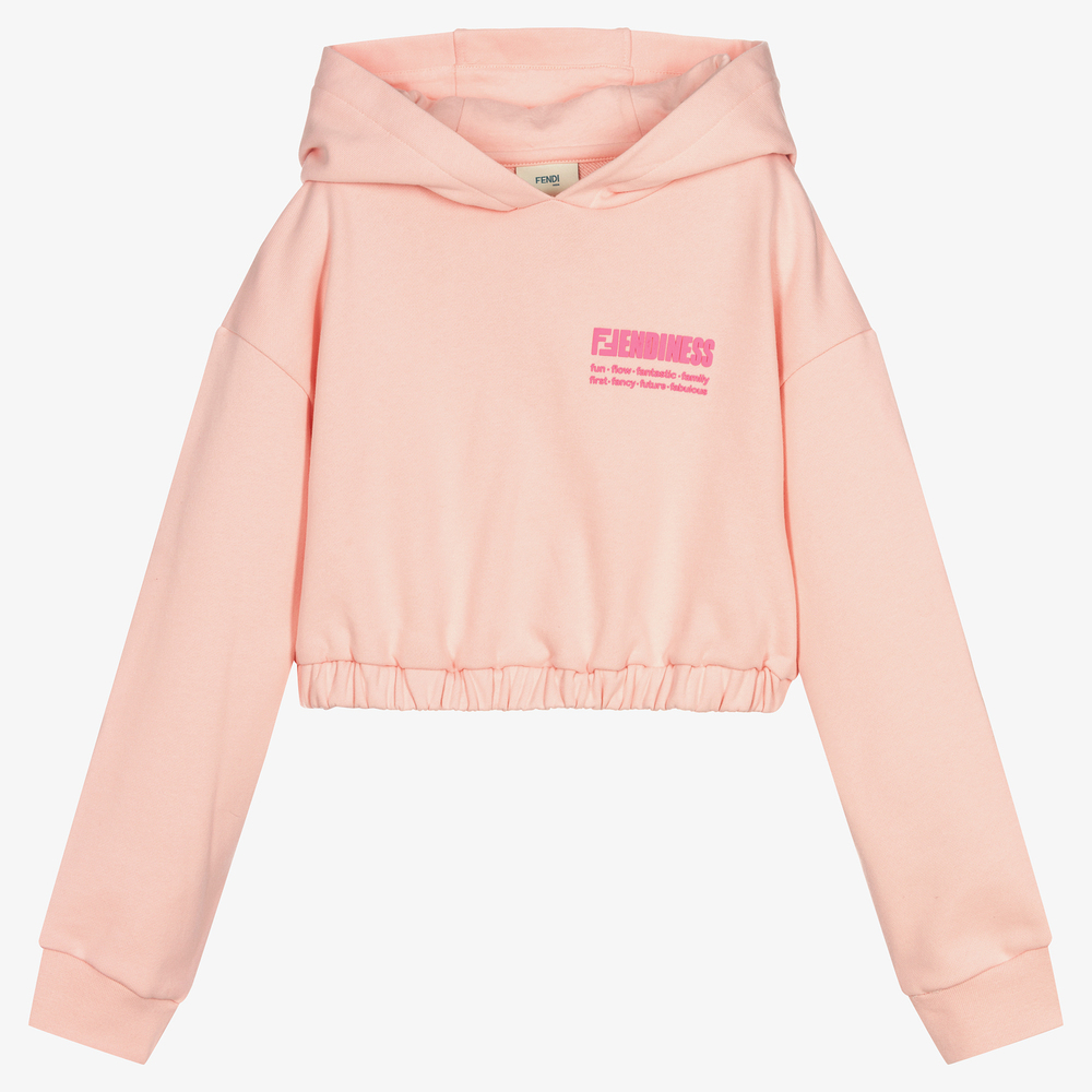 Fendi - Teen Girls Pink Cropped Hoodie | Childrensalon
