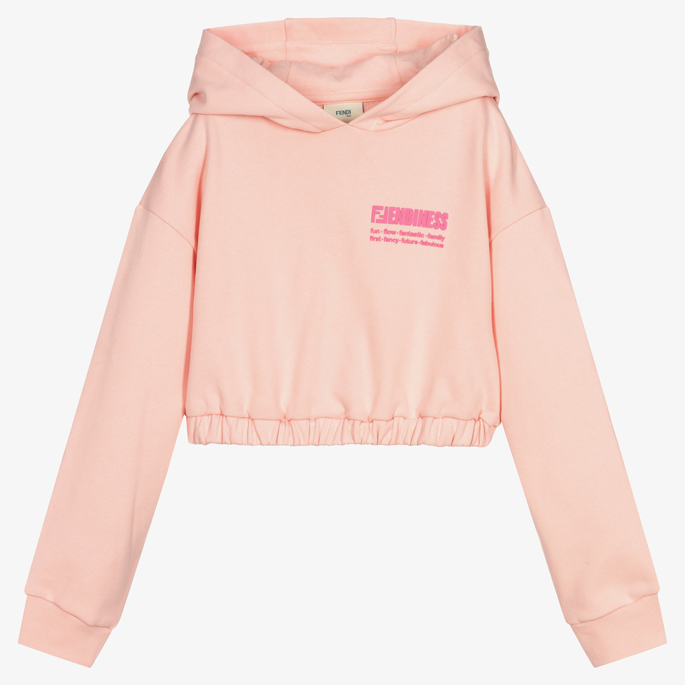Teen Girls Pink Cropped Hoodie