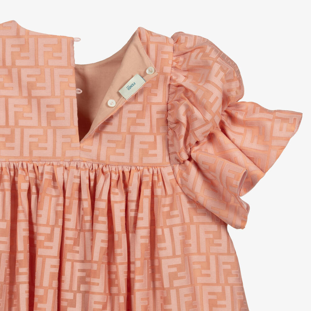 Fendi Teen Girls Pink FF Logo Dress Childrensalon Outlet
