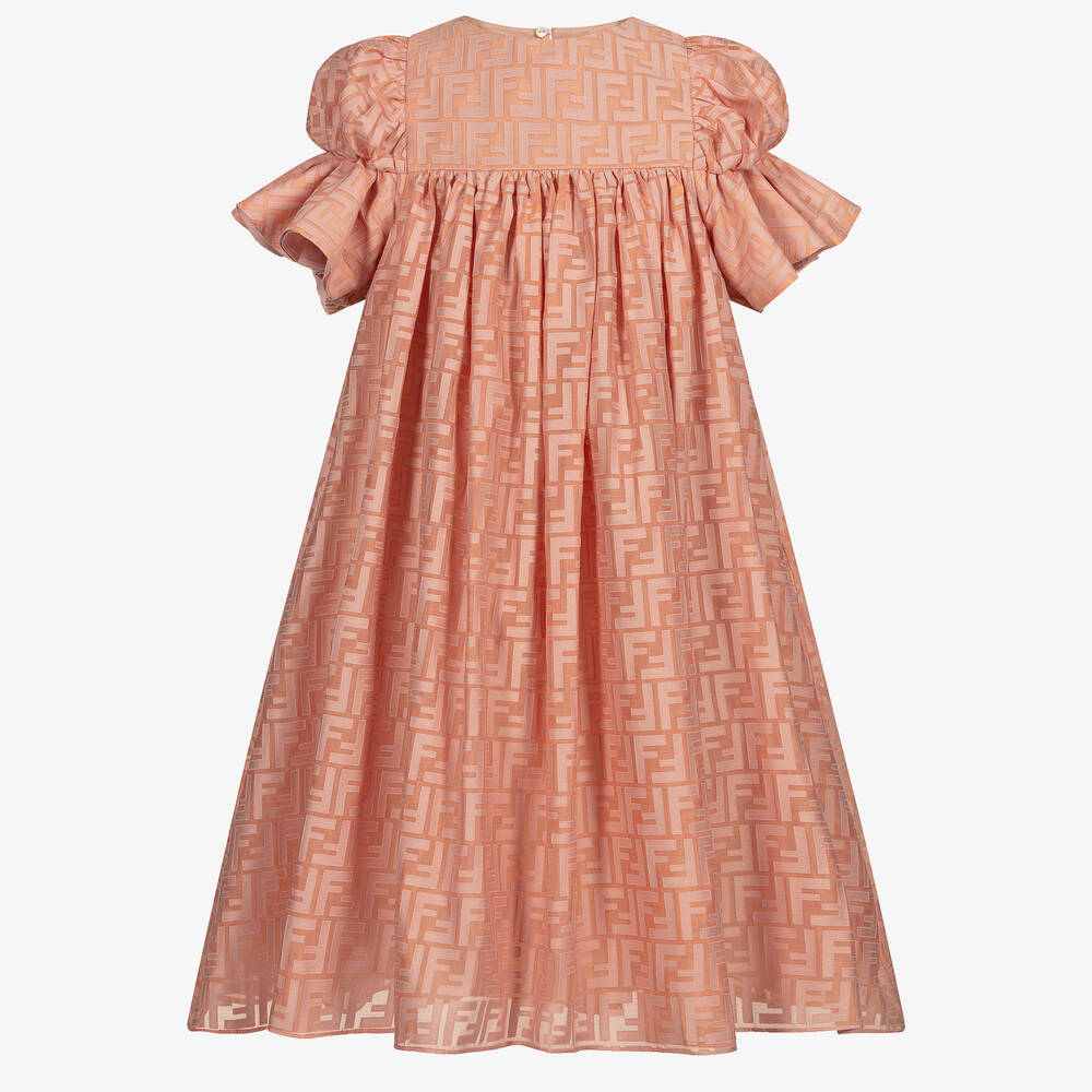 Fendi Teen Girls Pink FF Logo Dress Childrensalon Outlet
