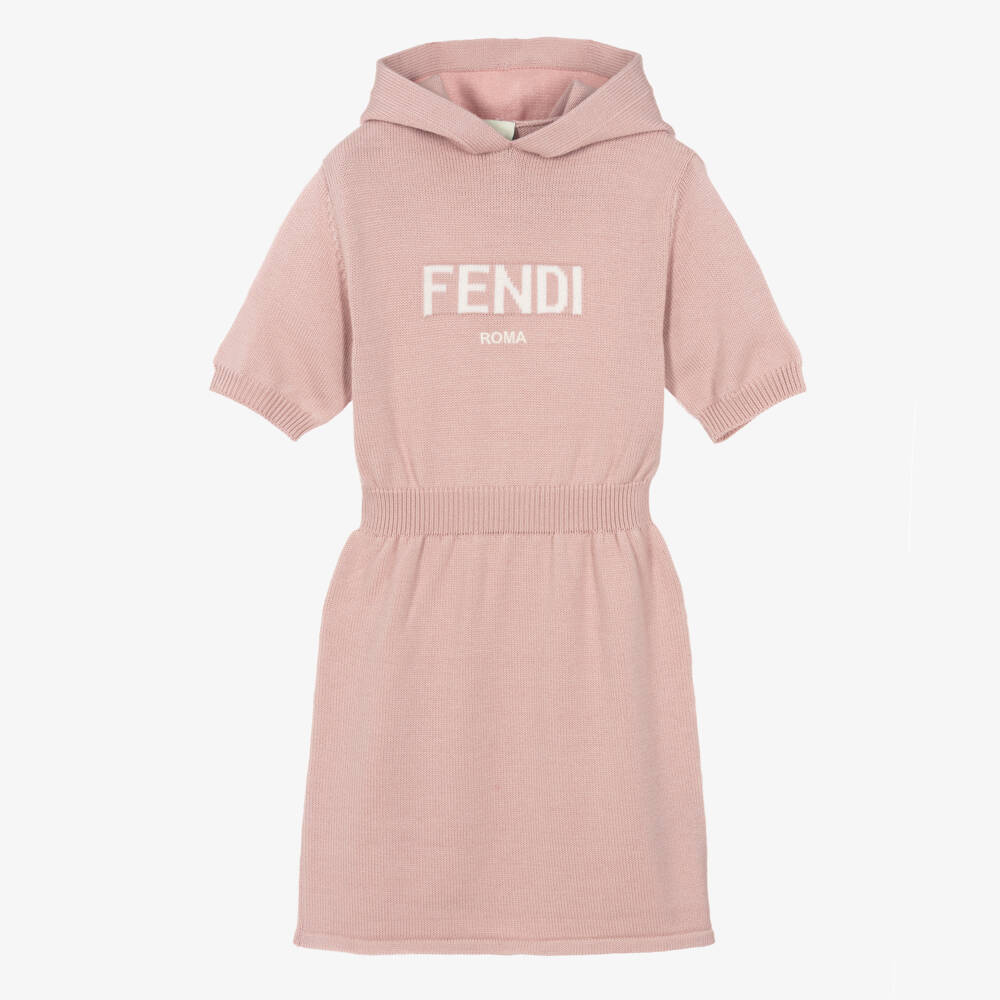 Fendi-Платье-свитер из шерсти для девочек в пыльно-розовом цвете | Childrensalon Outlet