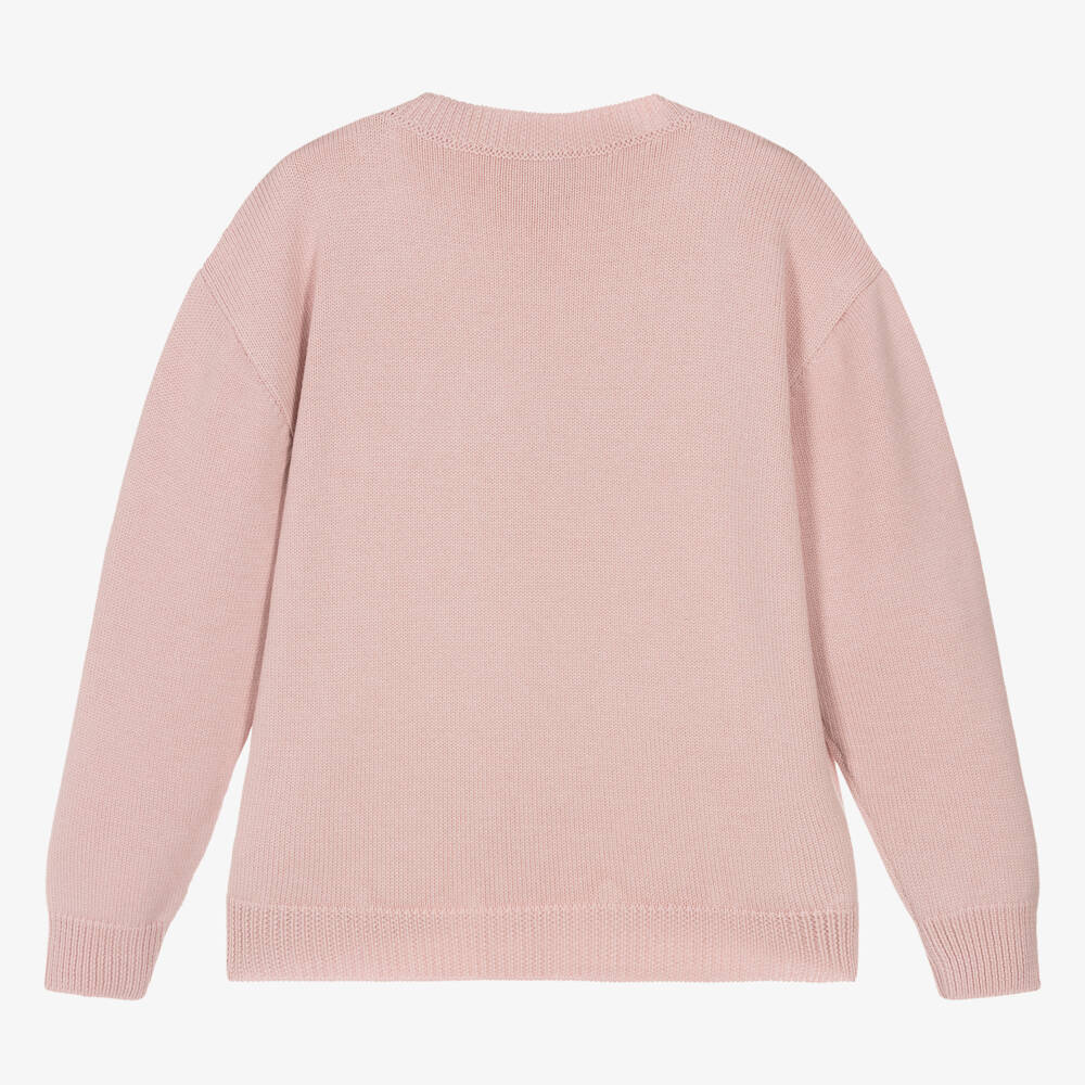 Fendi-Teen Girls Pink Knitted Wool Sweater | Childrensalon Outlet