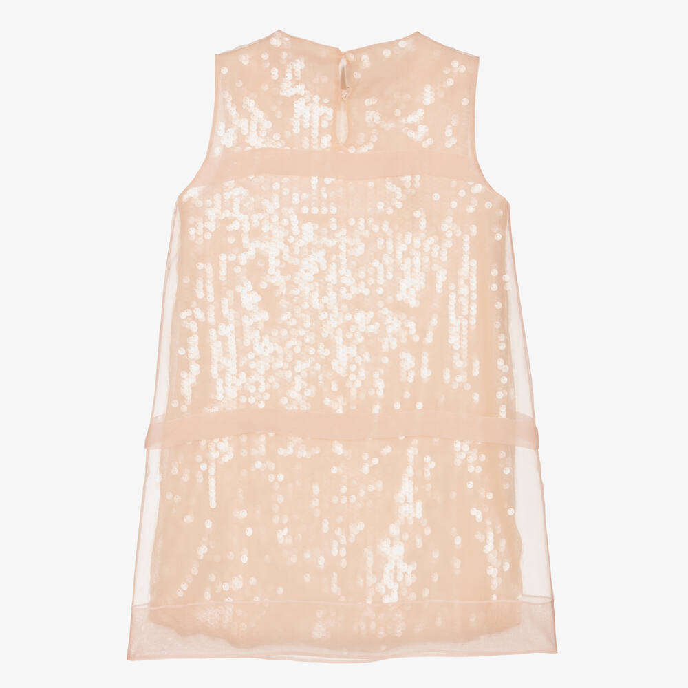 Fendi-Розовое платье из органзы с пайетками | Childrensalon Outlet