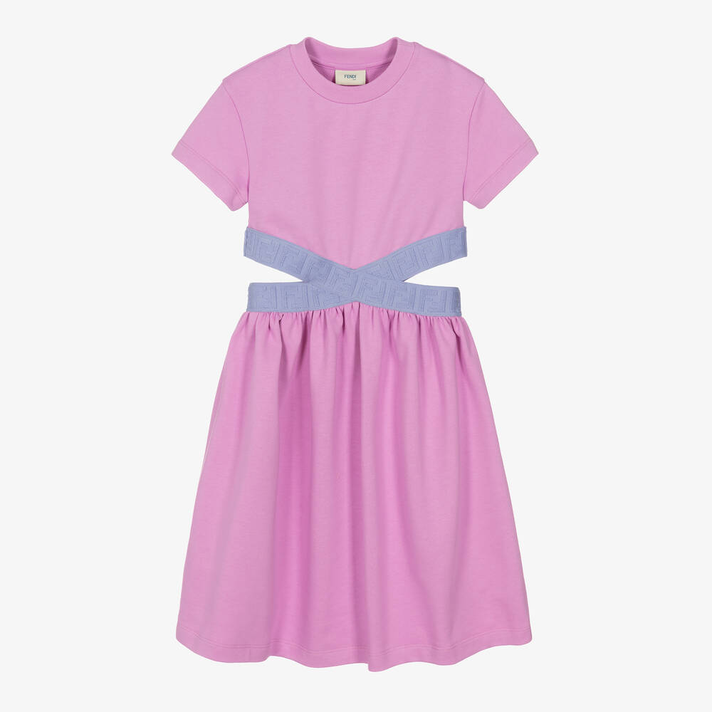 Fendi-فستان تينز بناتي قطن لون بنفسجي | Childrensalon Outlet