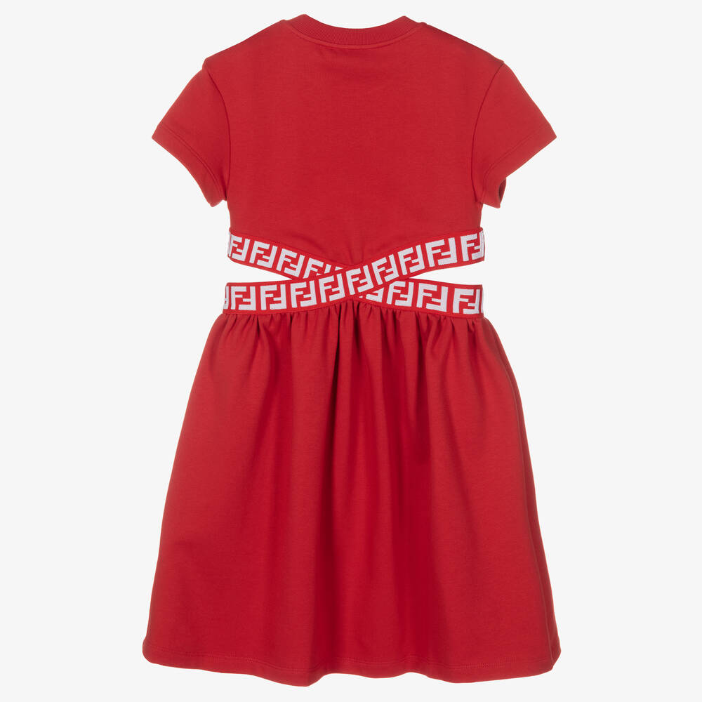 Fendi Teen Girls Red FF Logo Dress Childrensalon Outlet