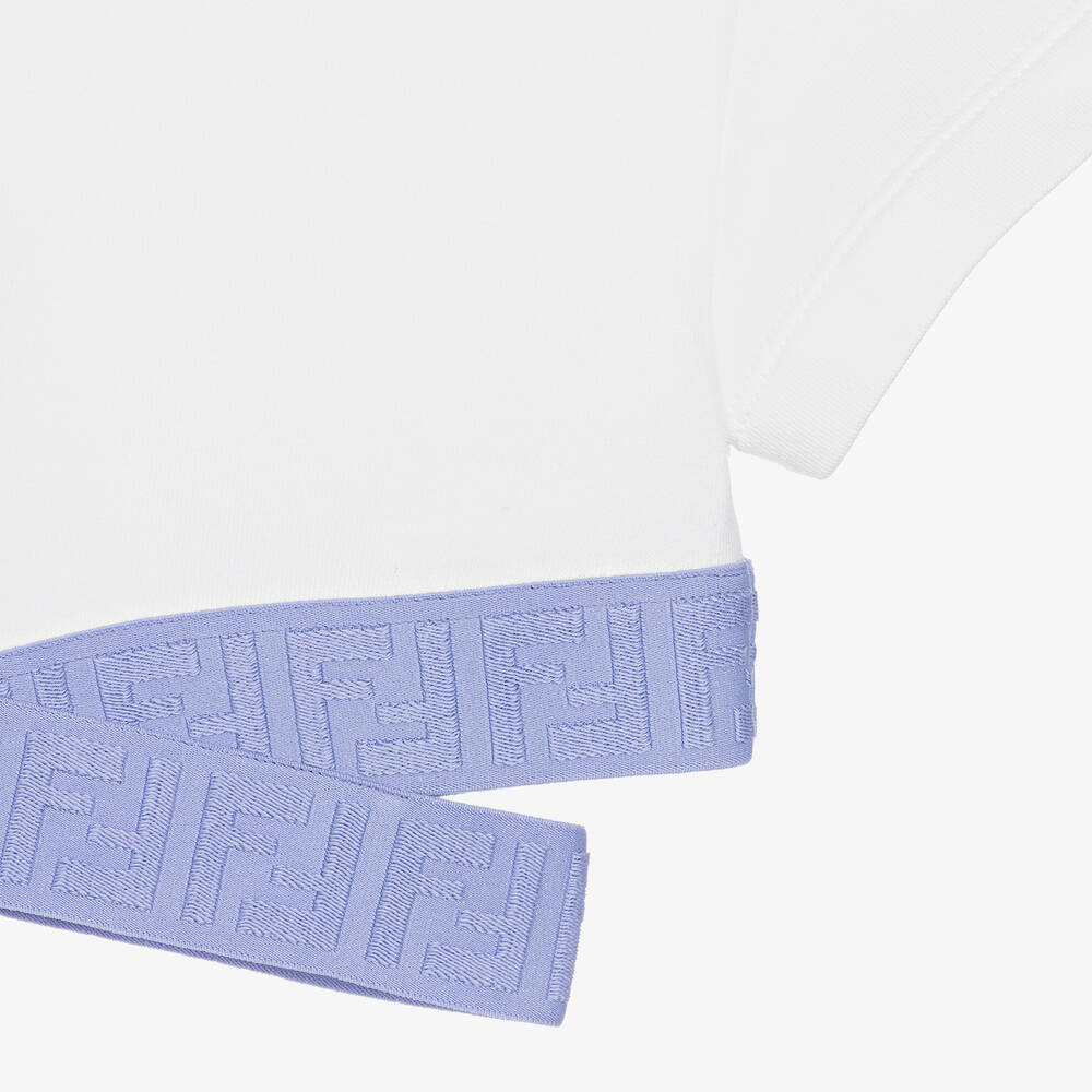 Fendi Teen Girls White Cropped FF Logo Top
