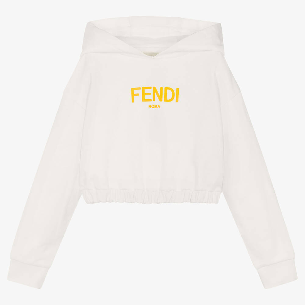 Girls white crop hoodie hotsell