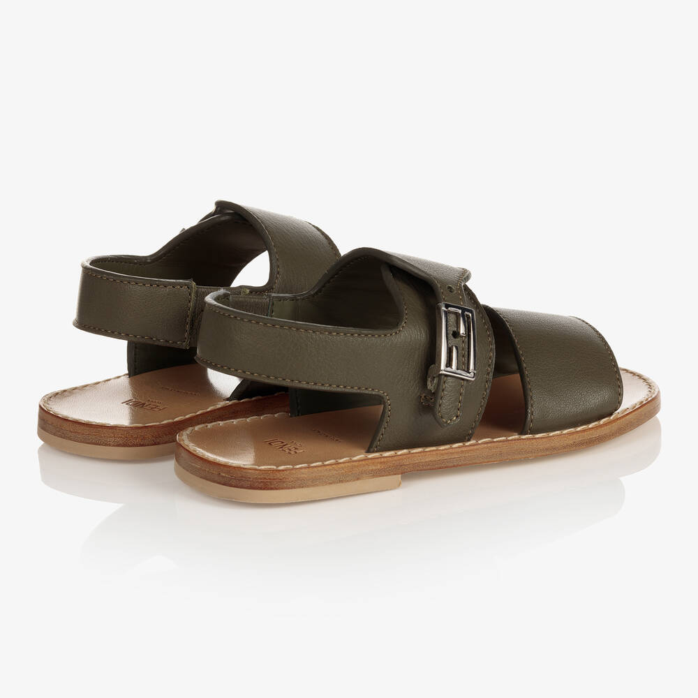 Fendi-Teen Green Leather Sandals | Childrensalon Outlet