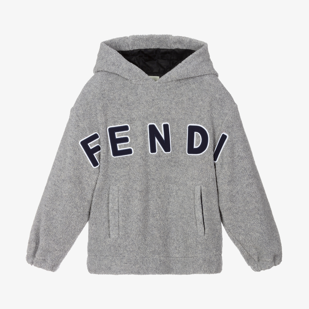 Fendi - Sweat à capuche gris en laine mélangée Ado | Childrensalon