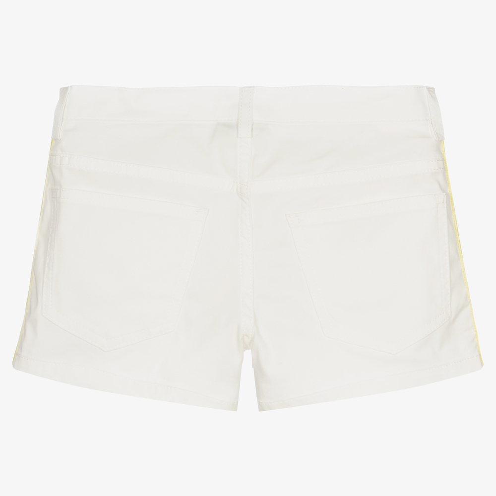 Fendi-Teen Ivory Cotton FF Shorts | Childrensalon Outlet