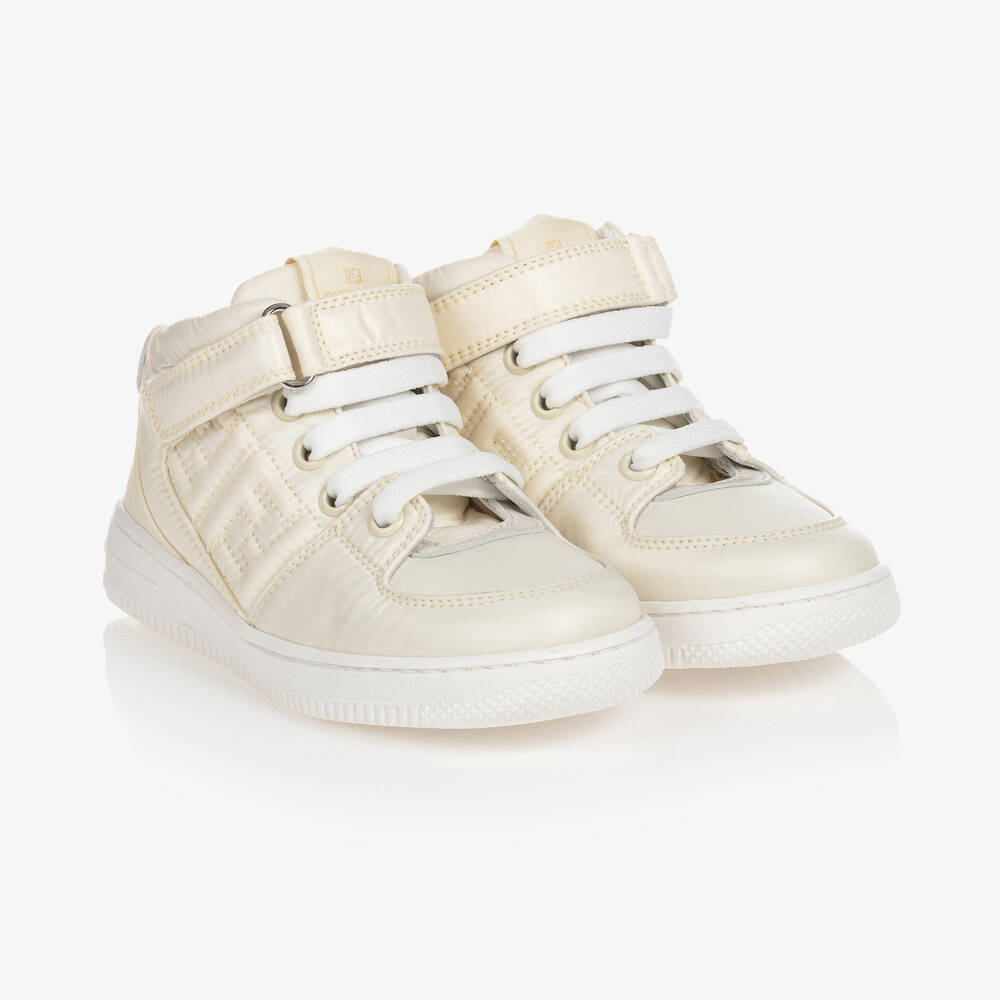 Fendi-Teen Ivory High-Top Trainers | Childrensalon Outlet